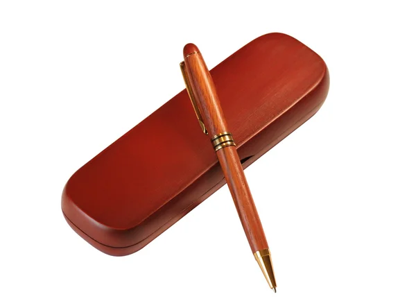 Wooden pen and case — Stock Photo, Image