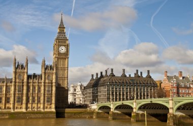 Big Ben and Westminster bridge clipart