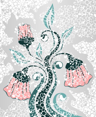 Fleurs roses sur gris 