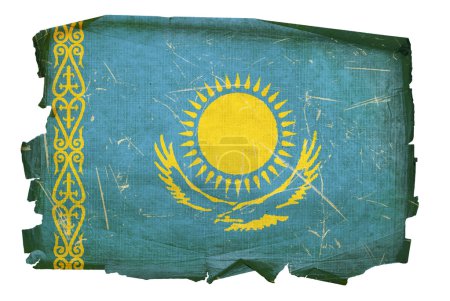Kazakhstan Drapeau vieux, isolé sur blanc b 