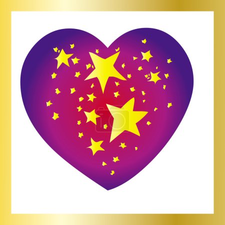Coeur étoiles avec cadre doré 