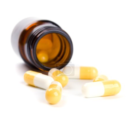 Flacon en verre avec capsules 