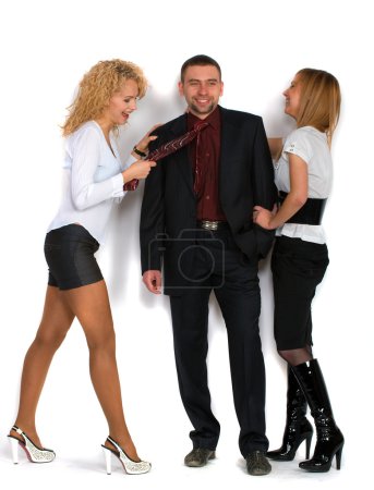 Homme d'affaires avec deux filles 