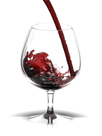 Vin rouge en verre sur blanc 