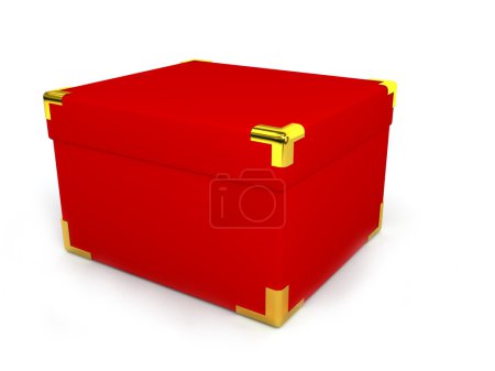 Boîte rouge sur fond blanc