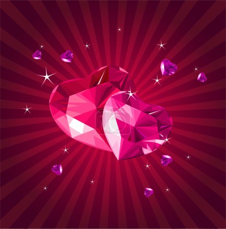 Carte de Saint-Valentin avec coeur en cristal 