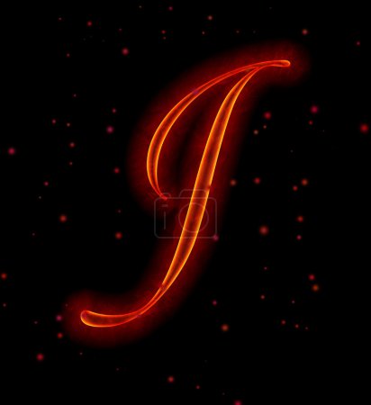 Police de feu. Lettre J de l'alphabet 
