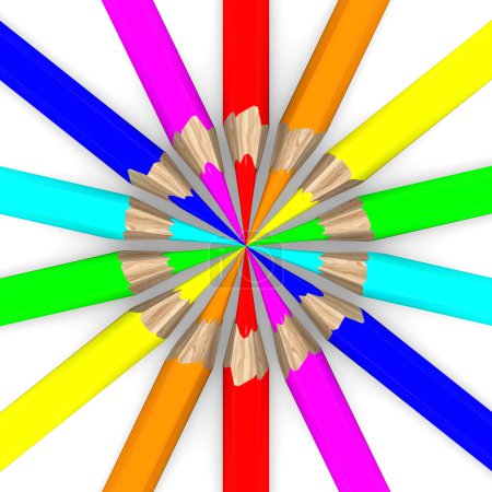 Ensemble de crayons sur fond blanc