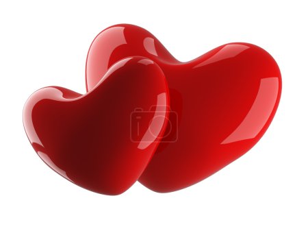 Deux coeurs isolés sur fond blanc 