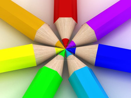 Ensemble de crayons de couleur. l'image 3D .