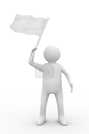 Homme vagues drapeau sur fond blanc 