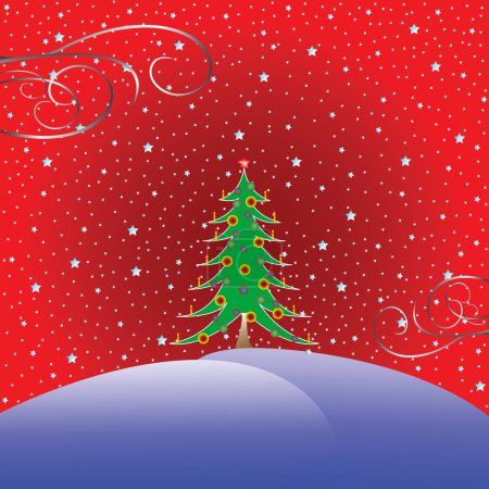 Arbre de Noël avec fond étoilé 