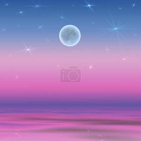 Lune abstraite et étoiles dans le ciel 