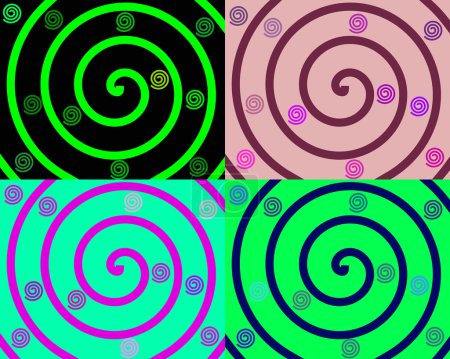Détails des spirales colorées sur b coloré 