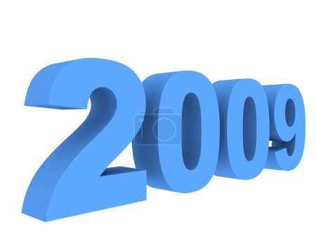 Nouvel an 3D 2009 texte en bleu 