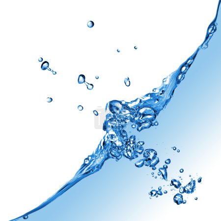 éclaboussure d'eau avec bulles isolées 