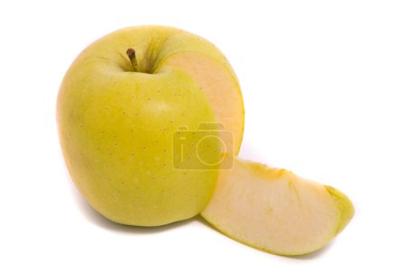 Pomme mûre jaune tranchée 