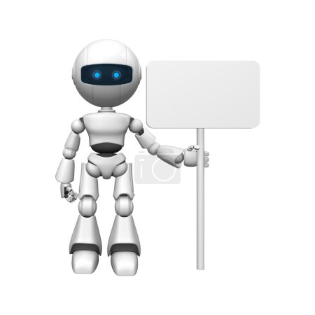 Robot drôle rester avec bannière vierge 
