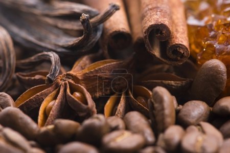 Café à l'arôme. ingrédients. cafe beens, anis, va 