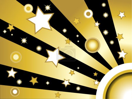 Étoiles et cercles fond doré 