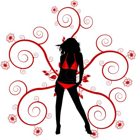Vecteur silhouette femme florale 