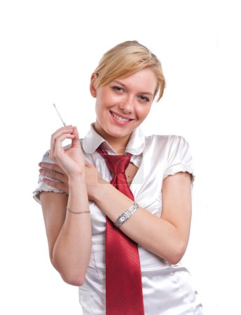 Jeune femme mignonne, cigarette fumeur 