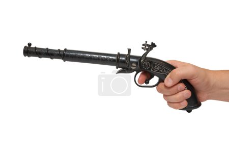 Main avec un vieux pistolet, 19 siècle 