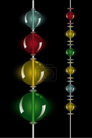 Perles brillantes dans le noir sur deux rangées 