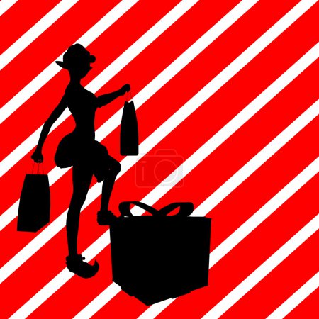 Illustration de Silhouette Shopping de Noël 