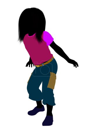 Illustration fille caucasienne Silhouette 