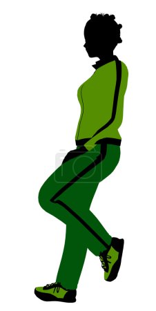 Afro-Américaine Jogger Illustration Silh 