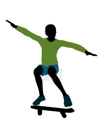 Silhouette de skateboarder afro-américain 