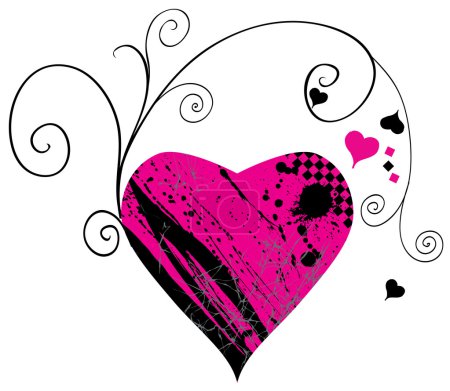 Coeur avec éclaboussures et motif 